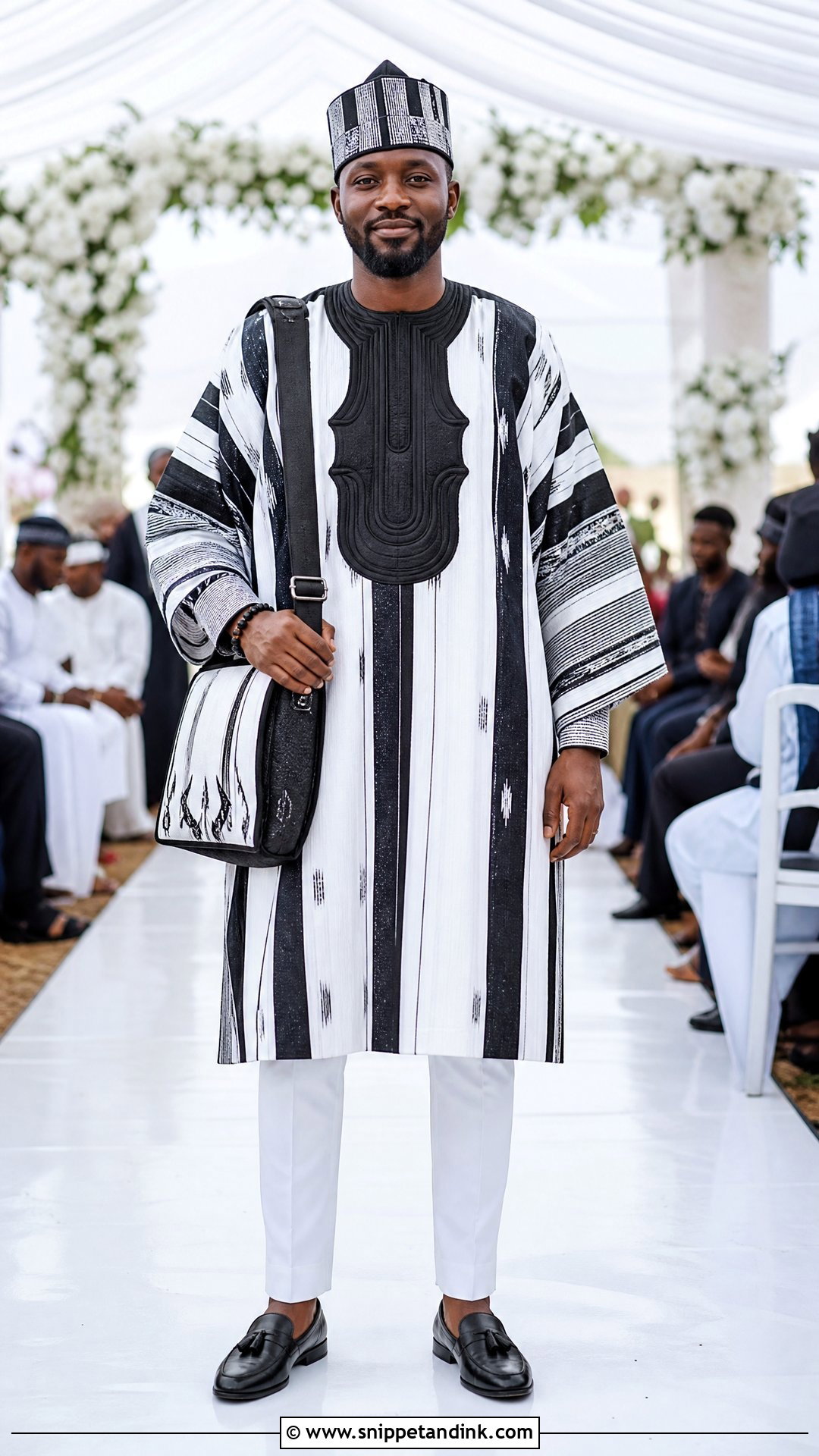 Tiv Anger Groom Tunic And White Trousers Outfit - Snippet and Ink - 20 Tiv Traditional Wedding Attire Ideas