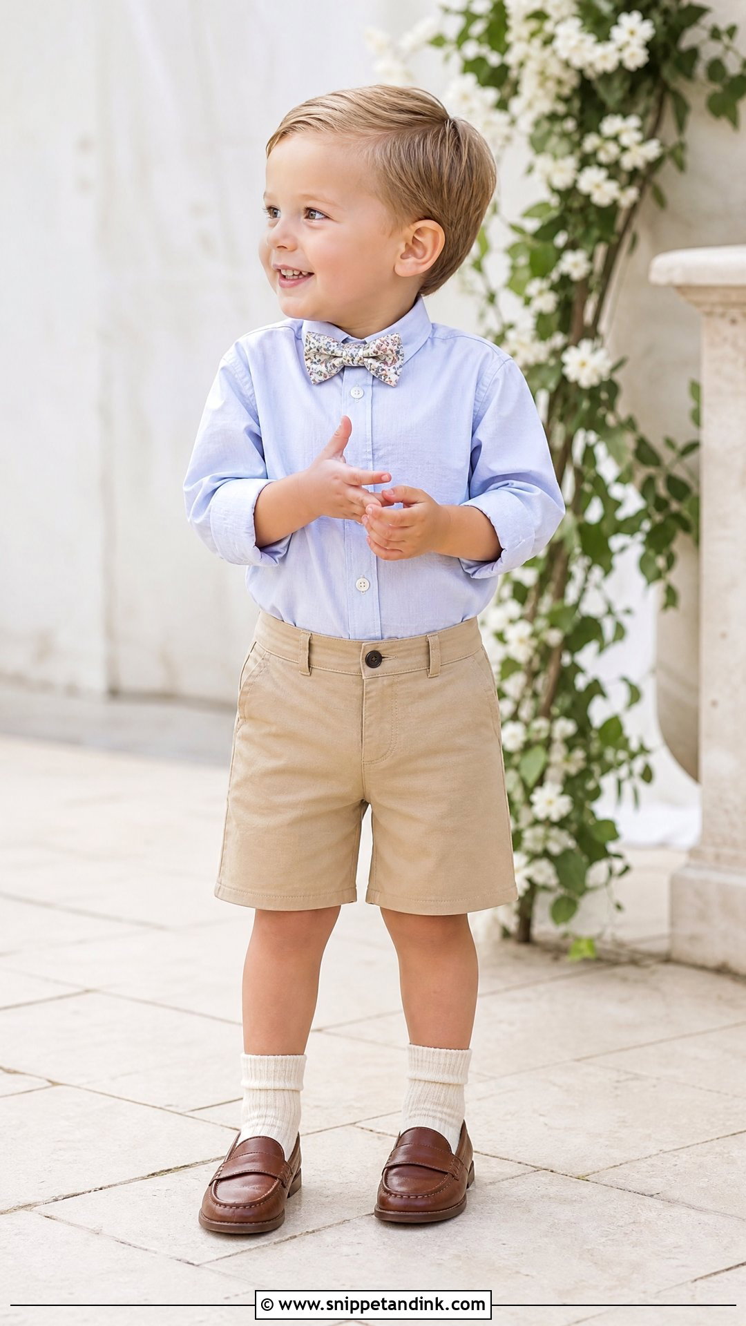 Toddler Bow Tie And Dress Shorts Wedding Outfit - Snippet and Ink - 20 Toddler Wedding Outfit Ideas