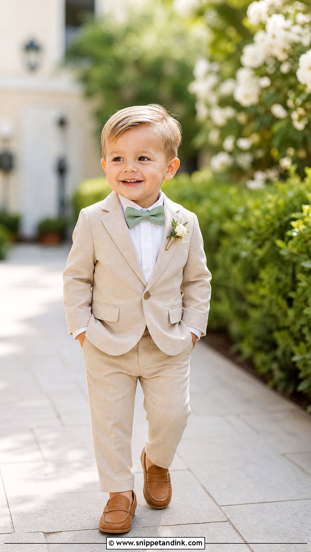 Toddler Boy Beige Suit Outfit - Snippet and Ink - 25 Toddler Boy Wedding Outfit Ideas