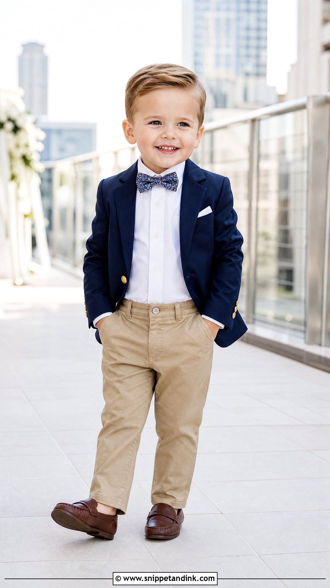 Toddler Boy Blue Blazer And Chinos Outfit - Snippet and Ink - 25 Toddler Boy Wedding Outfit Ideas