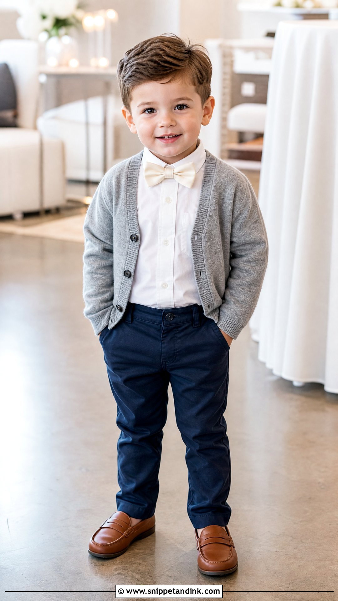 Toddler Boy Bow Tie And Cardigan Outfit - Snippet and Ink - 25 Toddler Boy Wedding Outfit Ideas