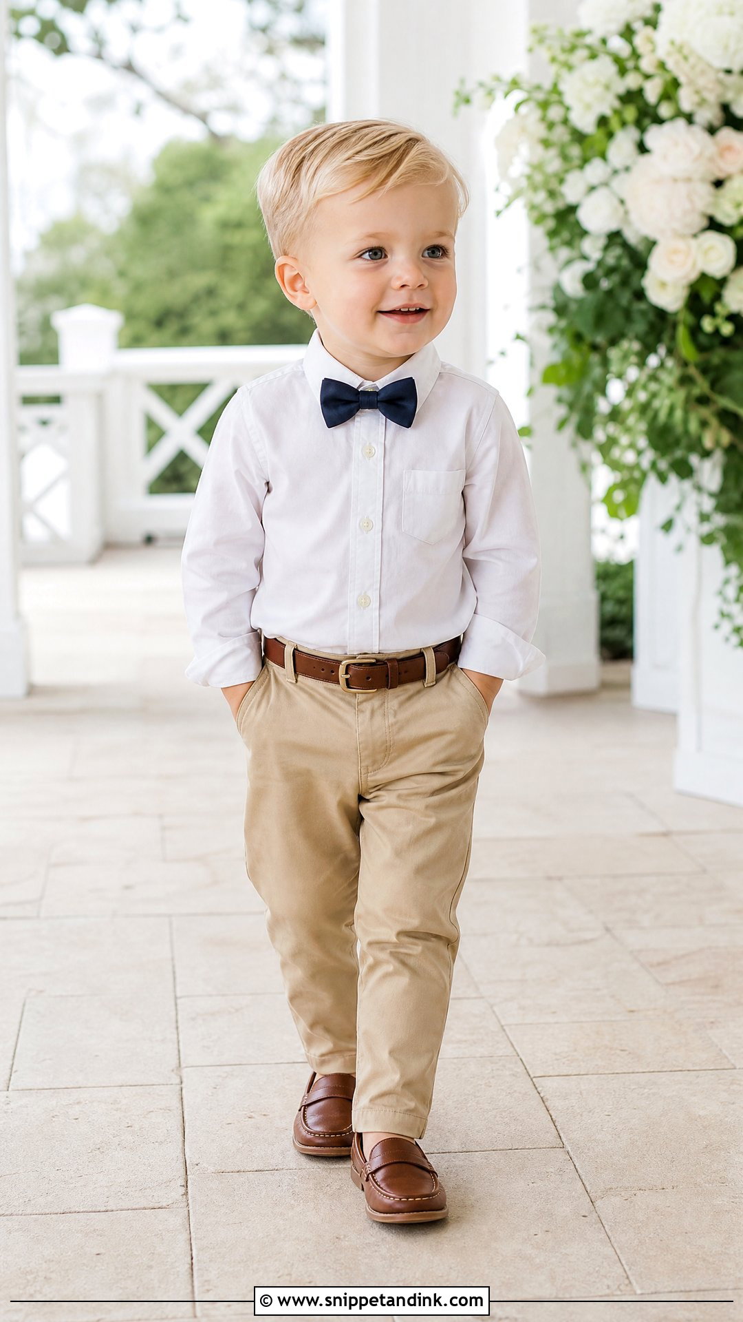 Toddler Boy White Shirt And Khaki Pants Outfit - Snippet and Ink - 25 Toddler Boy Wedding Outfit Ideas