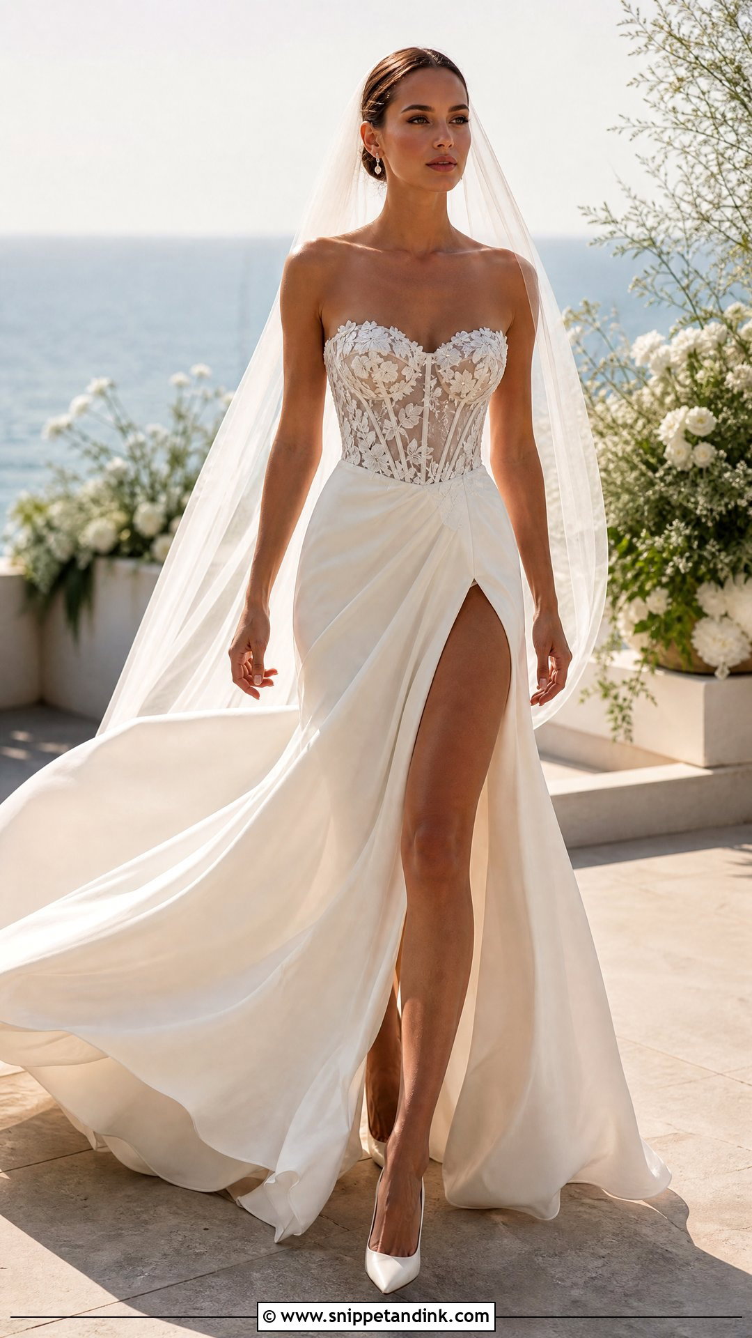 Tom Sebastien High Slit Wedding Dress - Snippet and Ink - 20 Tom Sebastien Wedding Dress Ideas