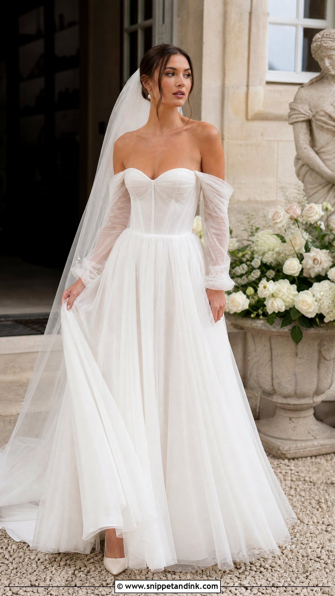 Tom Sebastien Off Shoulder Wedding Dress - Snippet and Ink - 20 Tom Sebastien Wedding Dress Ideas