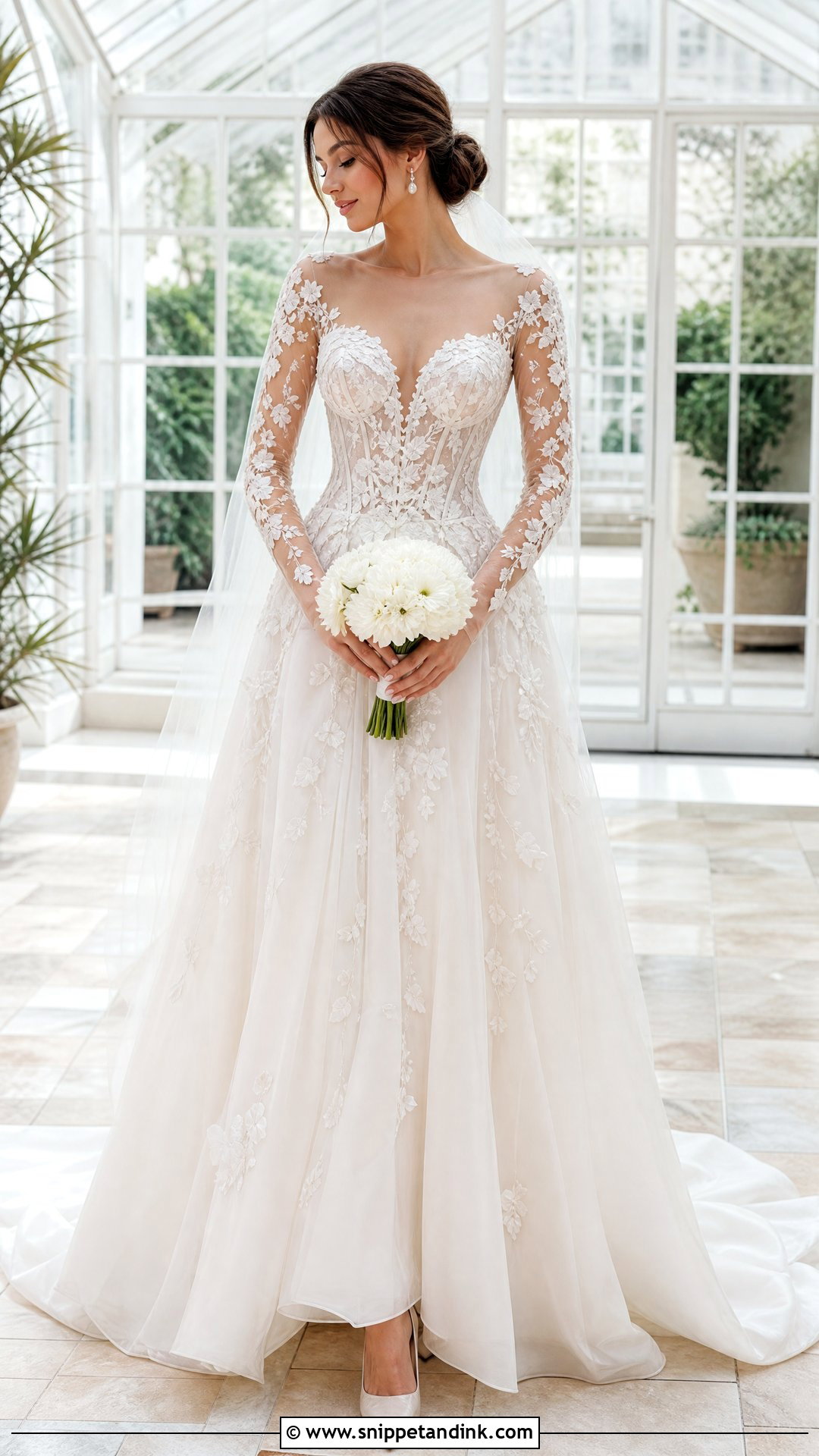 Tony Ward Bridal Gown With Floral Sleeves - Snippet and Ink - 20 Tony Ward Bridal Ideas
