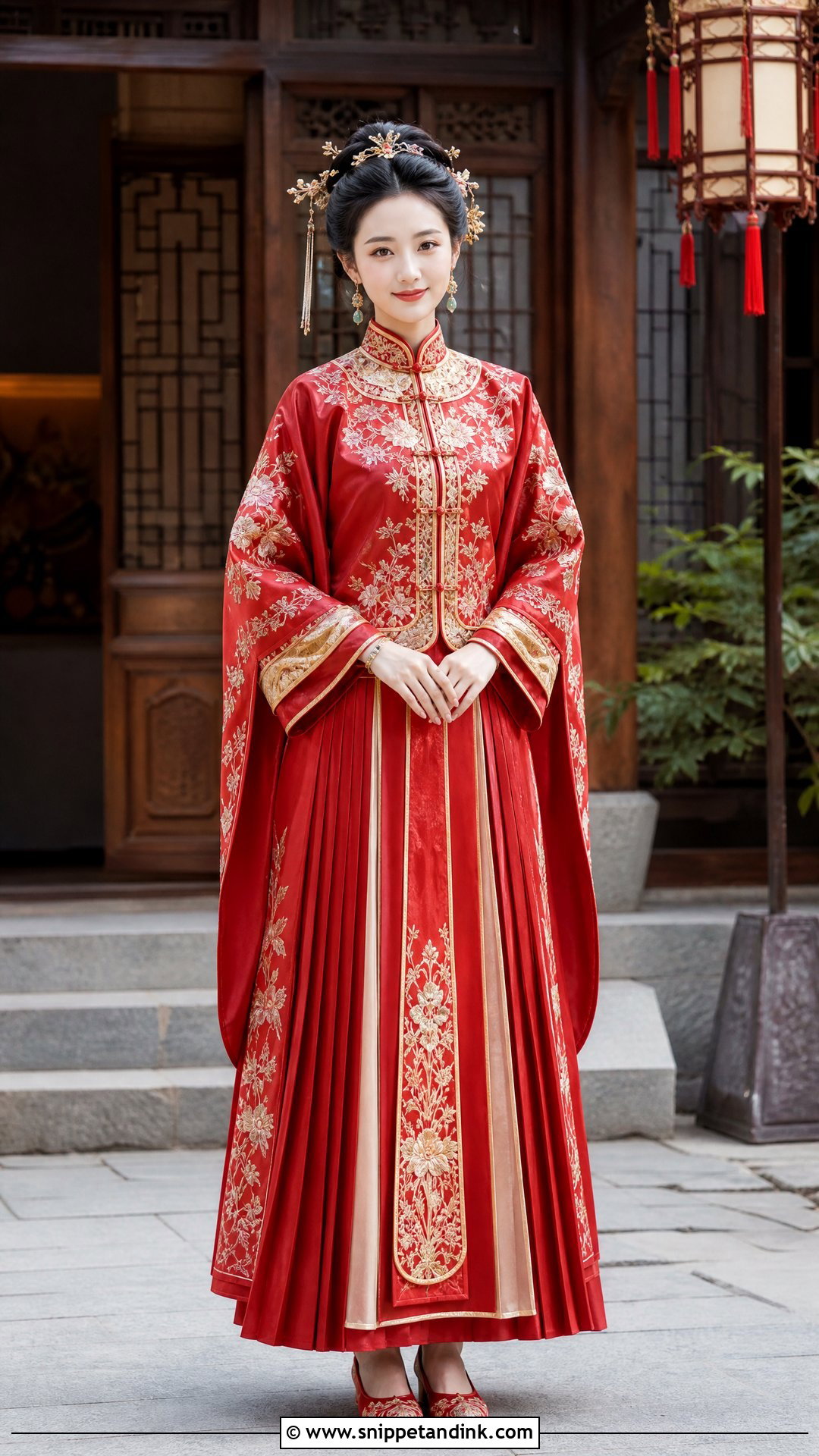 Traditional Chinese Bride Mamianqun Outfit - Snippet and Ink - 20 Traditional Chinese Bride Ideas