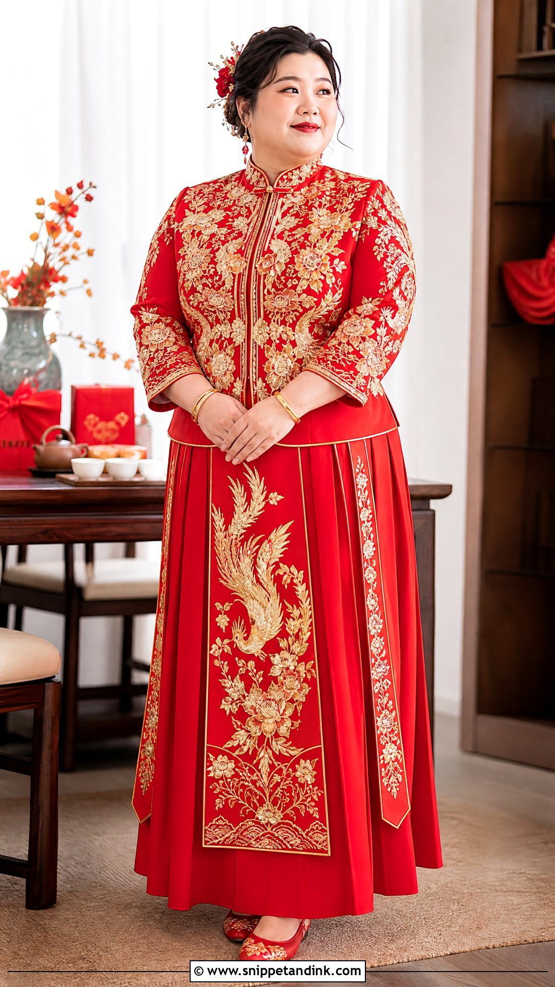 Traditional Chinese Bride Plus Size Xiuhefu Outfit - Snippet and Ink - 20 Traditional Chinese Bride Ideas