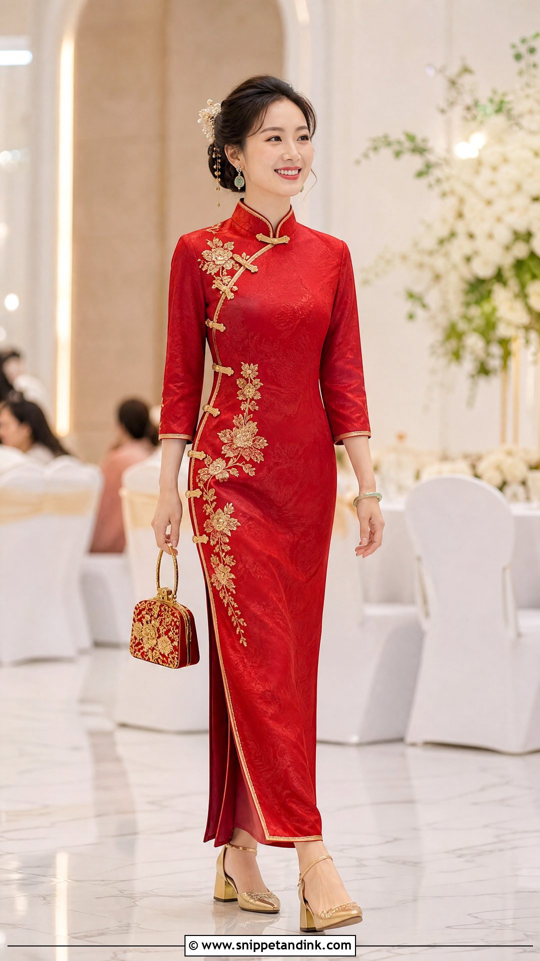 Traditional Chinese Bride Reception Qipao Outfit - Snippet and Ink - 20 Traditional Chinese Bride Ideas