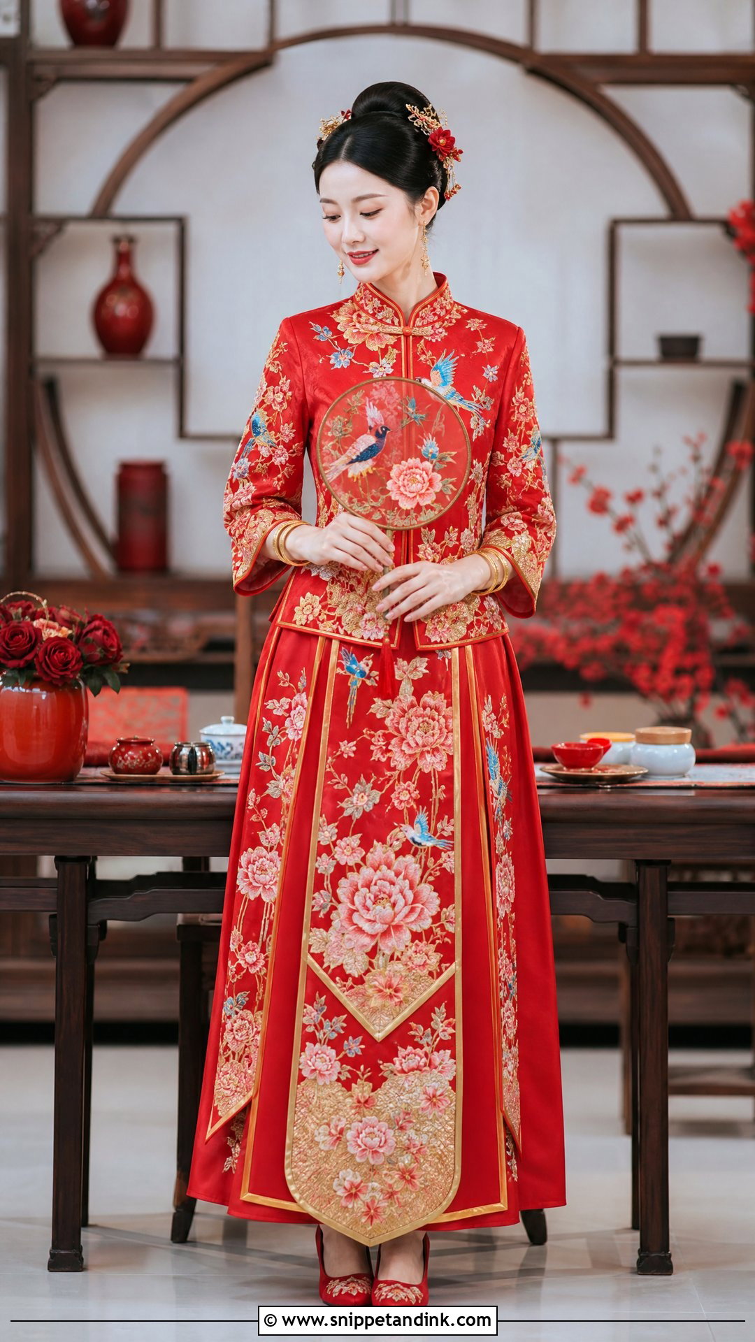 Traditional Chinese Bride Xiuhefu Outfit - Snippet and Ink - 20 Traditional Chinese Bride Ideas