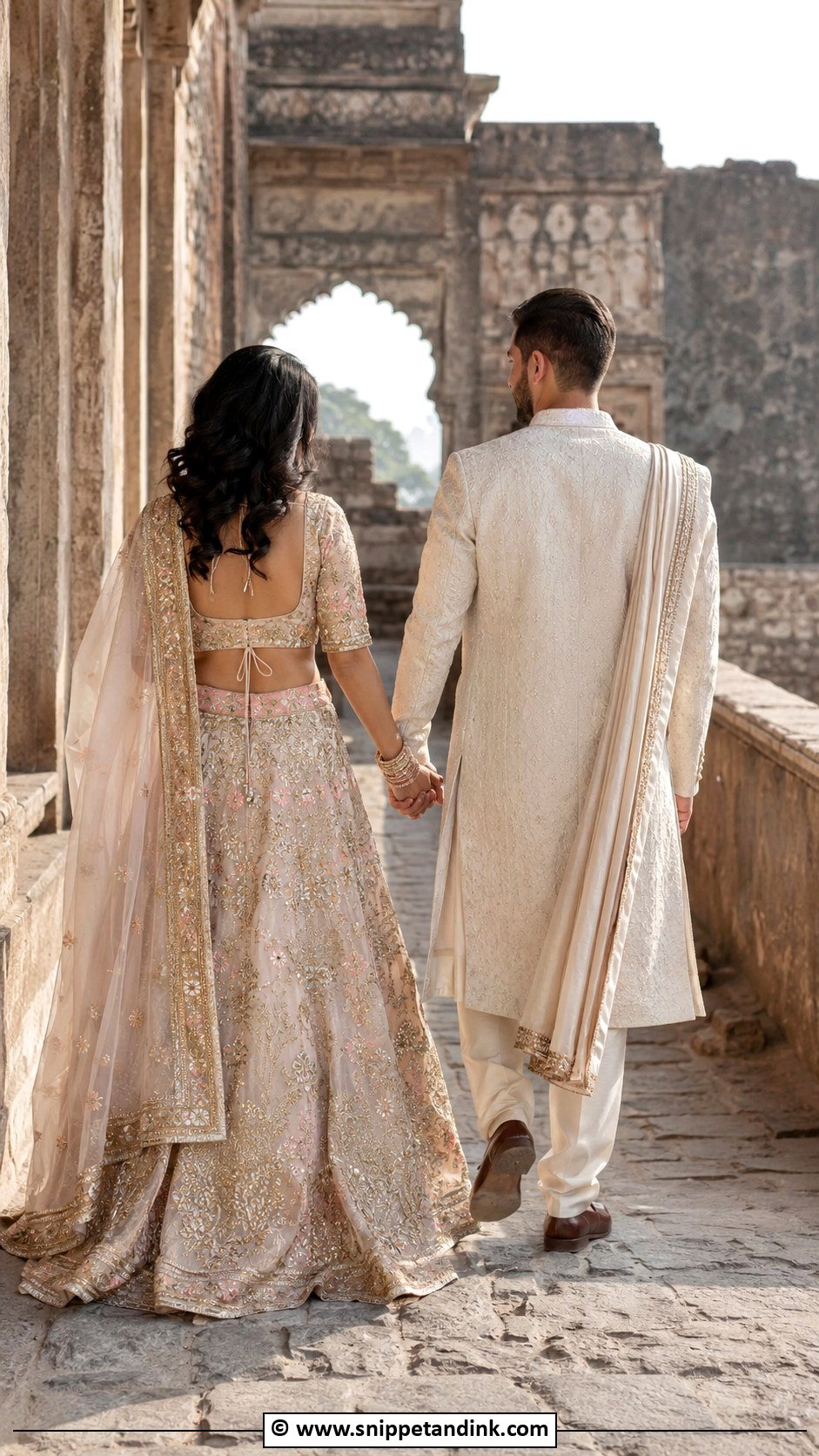 Traditional Couple From Behind Pose - Snippet and Ink - 25 Couple Poses in Traditional Wear Ideas