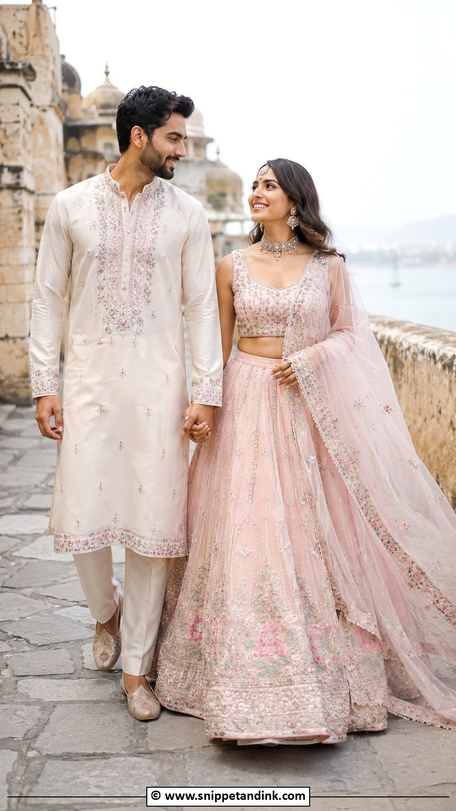 Traditional Couple Walking Pose - Snippet and Ink - 25 Couple Poses in Traditional Wear Ideas