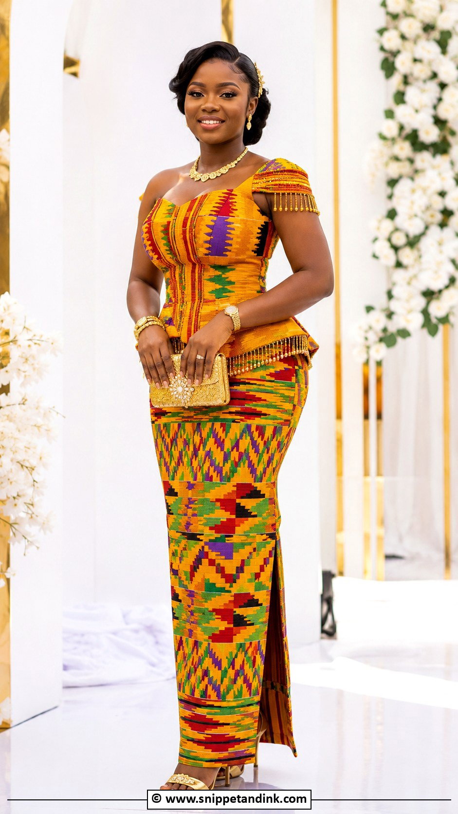 Traditional Ghanaian Kente Wedding Dress - Snippet and Ink - 35 Traditional Wedding Dress Ideas