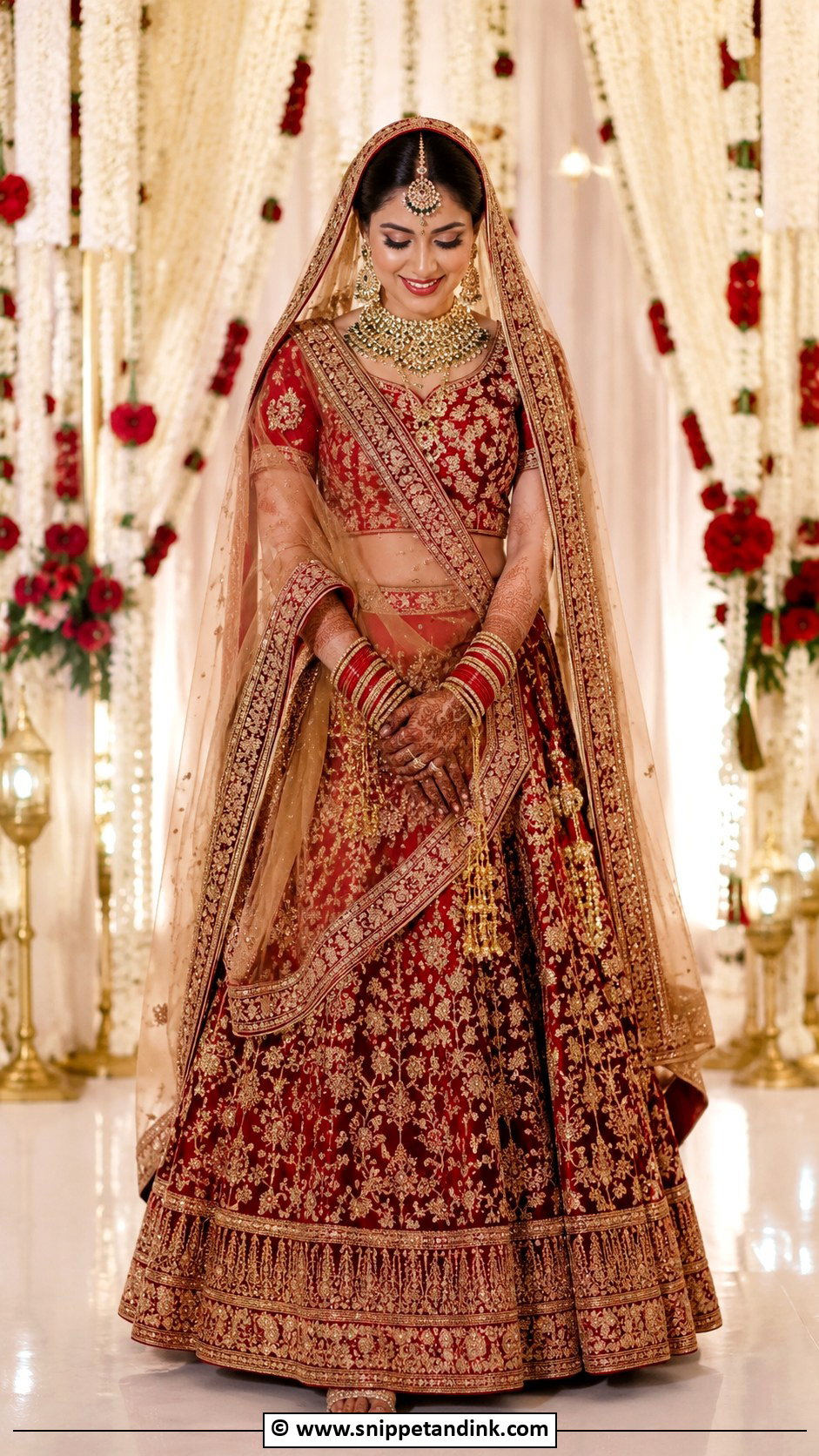 Traditional Indian Red Lehenga Wedding Dress - Snippet and Ink - 35 Traditional Wedding Dress Ideas