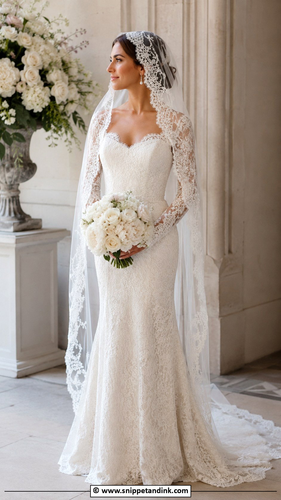 Traditional Mantilla Veil Wedding Dress - Snippet and Ink - 35 Traditional Wedding Dress Ideas