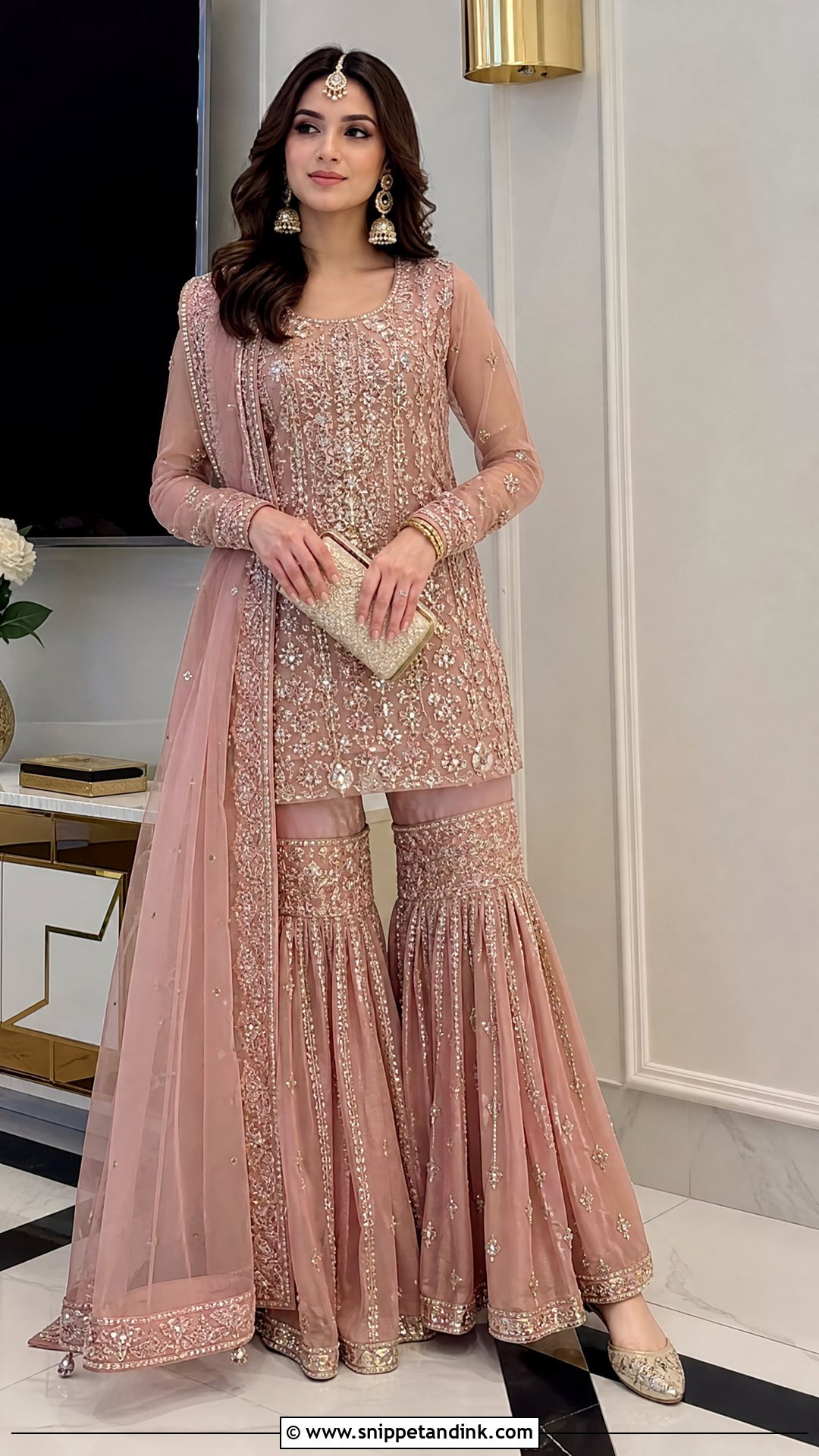 Traditional Marriage Gharara Outfit - Snippet and Ink - 25 Traditional Marriage Outfit for Women Ideas