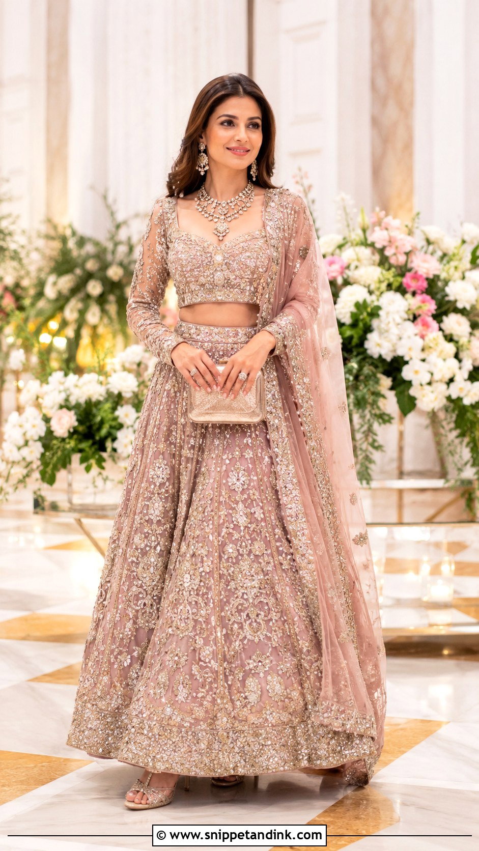 Traditional Marriage Outfit With Embroidered Lehenga - Snippet and Ink - 25 Marriage Outfit Ideas