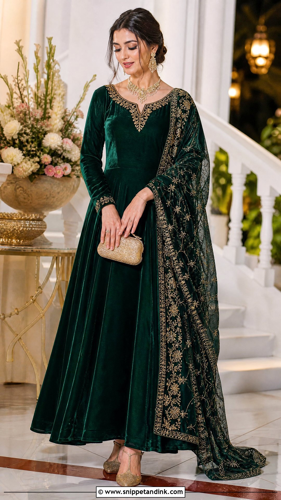 Traditional Marriage Velvet Gown Outfit - Snippet and Ink - 25 Traditional Marriage Outfit for Women Ideas