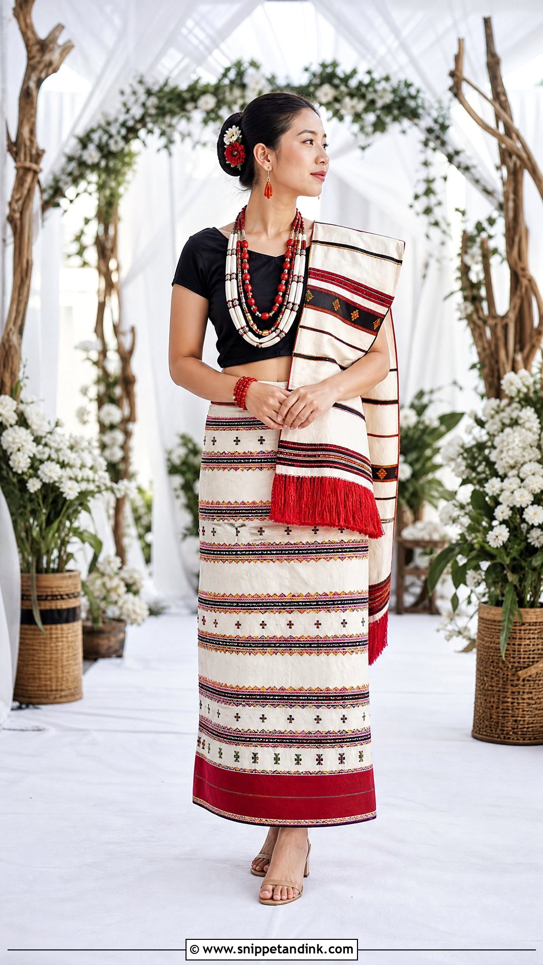 Traditional Naga Bride Mekhela Outfit - Snippet and Ink - 20 Naga Brides Ideas