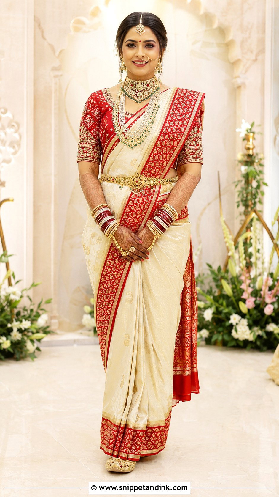Traditional Panetar Saree Bridal Look - Snippet and Ink - 20 Gujrati Wedding Brides Ideas
