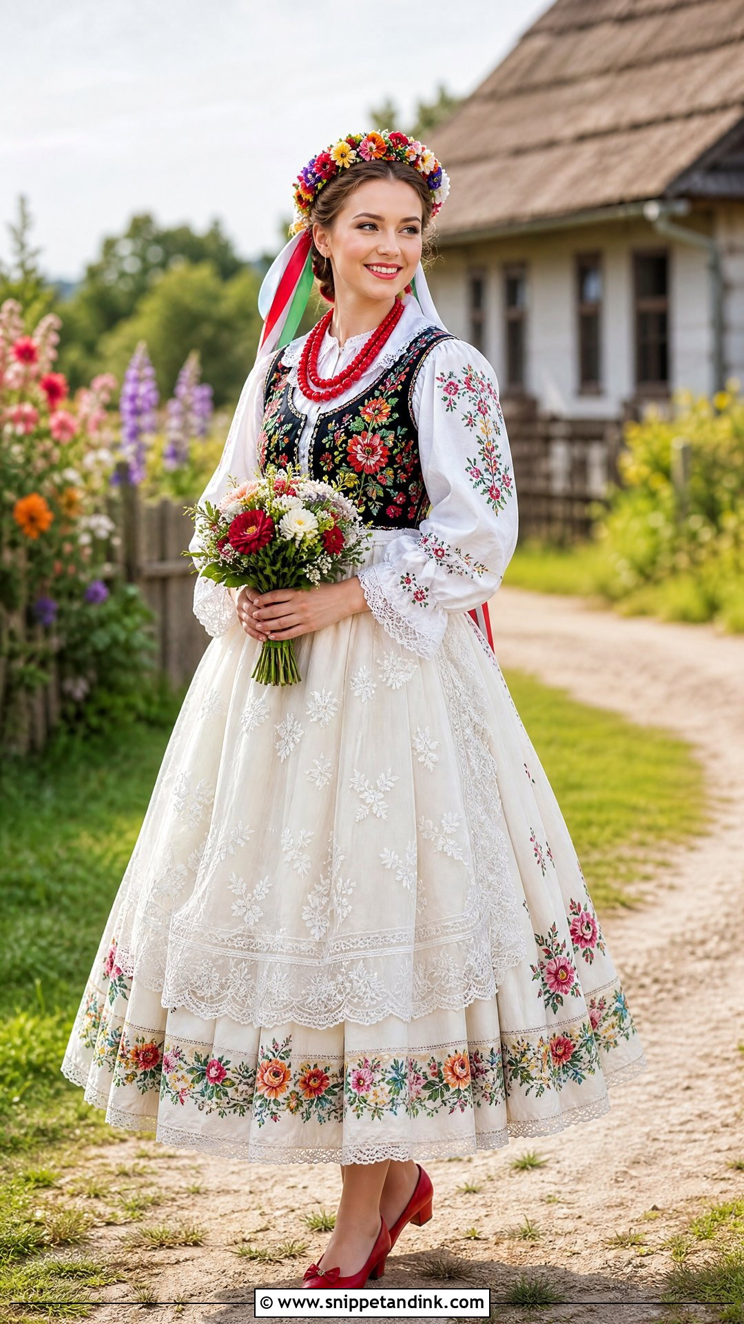 Traditional Polish Wedding Dress With Floral Crown - Snippet and Ink - 20 Polish Wedding Dress Ideas