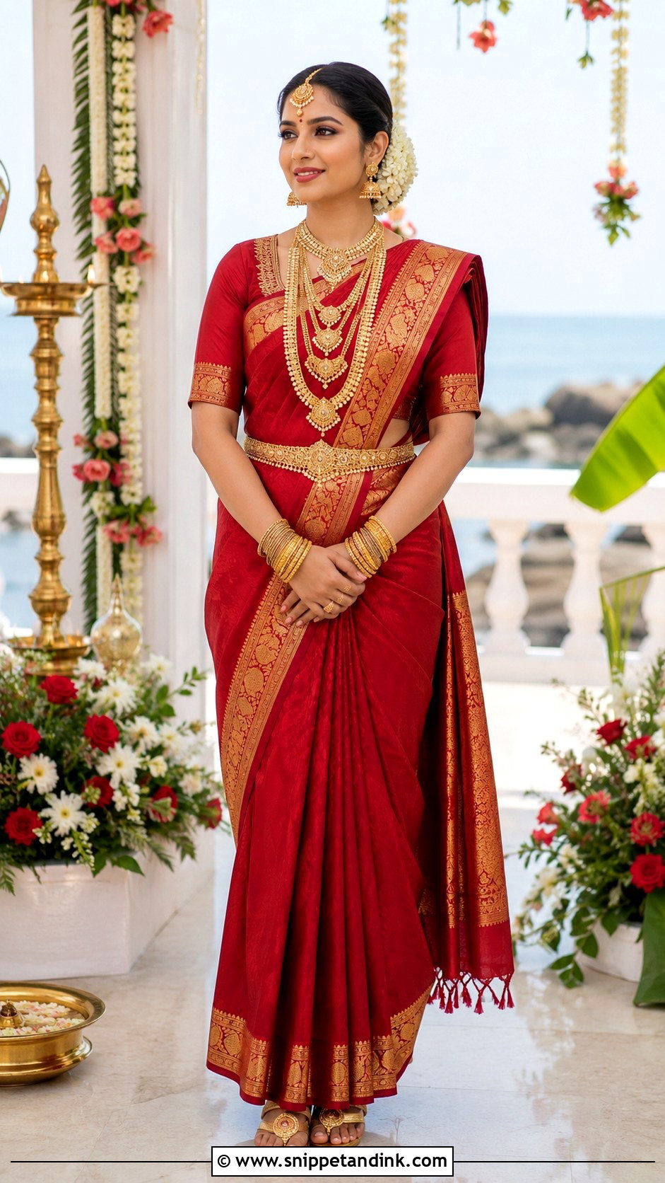 Traditional Red And Gold Mangalorean Bunt Bride - Snippet and Ink - 20 Mangalorean Bride Ideas