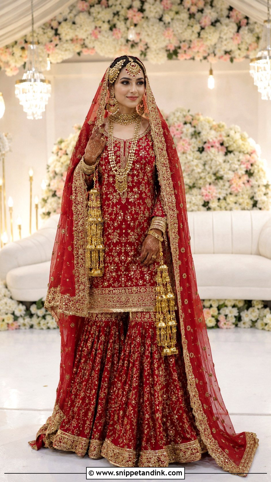 Traditional Red Gharara With Passa - Snippet and Ink - 30 Indian Muslim Bridal Dress Ideas