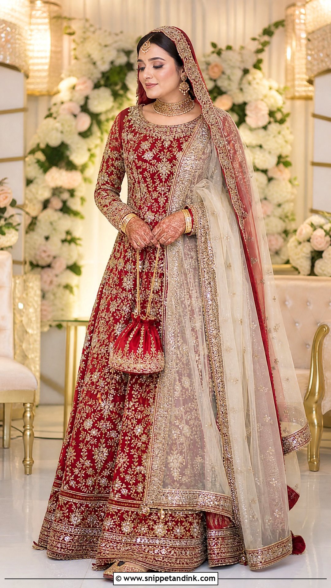 Traditional Red Lehenga Nikkah Bride Outfit - Snippet and Ink - 20 Nikkah Bride Outfit Ideas