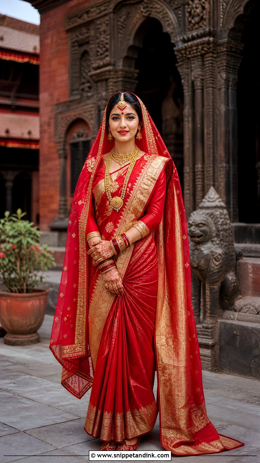 Traditional Red Nepali Wedding Sari - Snippet and Ink - 25 Nepali Wedding Dress Ideas
