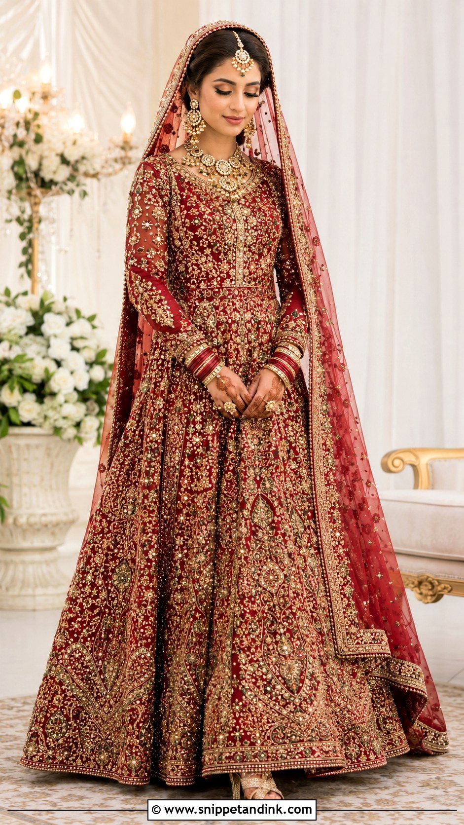 Traditional Red Nikah Lehenga Outfit - Snippet and Ink - 25 Nikah Outfit Muslim Pakistani Bridal Ideas