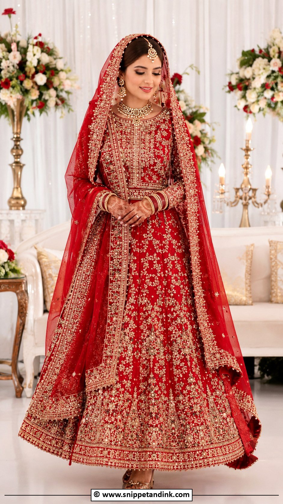 Traditional Red Nikkah Lehenga Outfit - Snippet and Ink - 25 Nikkah Outfits for Bride