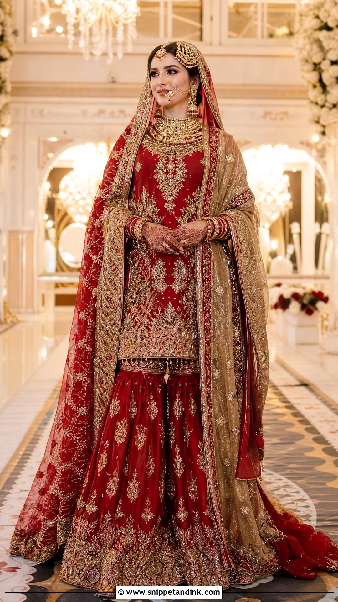 Traditional Red Pakistani Bridal Gharara - Snippet and Ink - 20 Wedding Dresses Pakistan