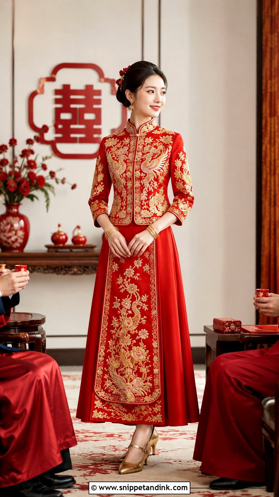 Traditional Red Qun Kwa Wedding Dress - Snippet and Ink - 20 Red Chinese Wedding Dress Ideas