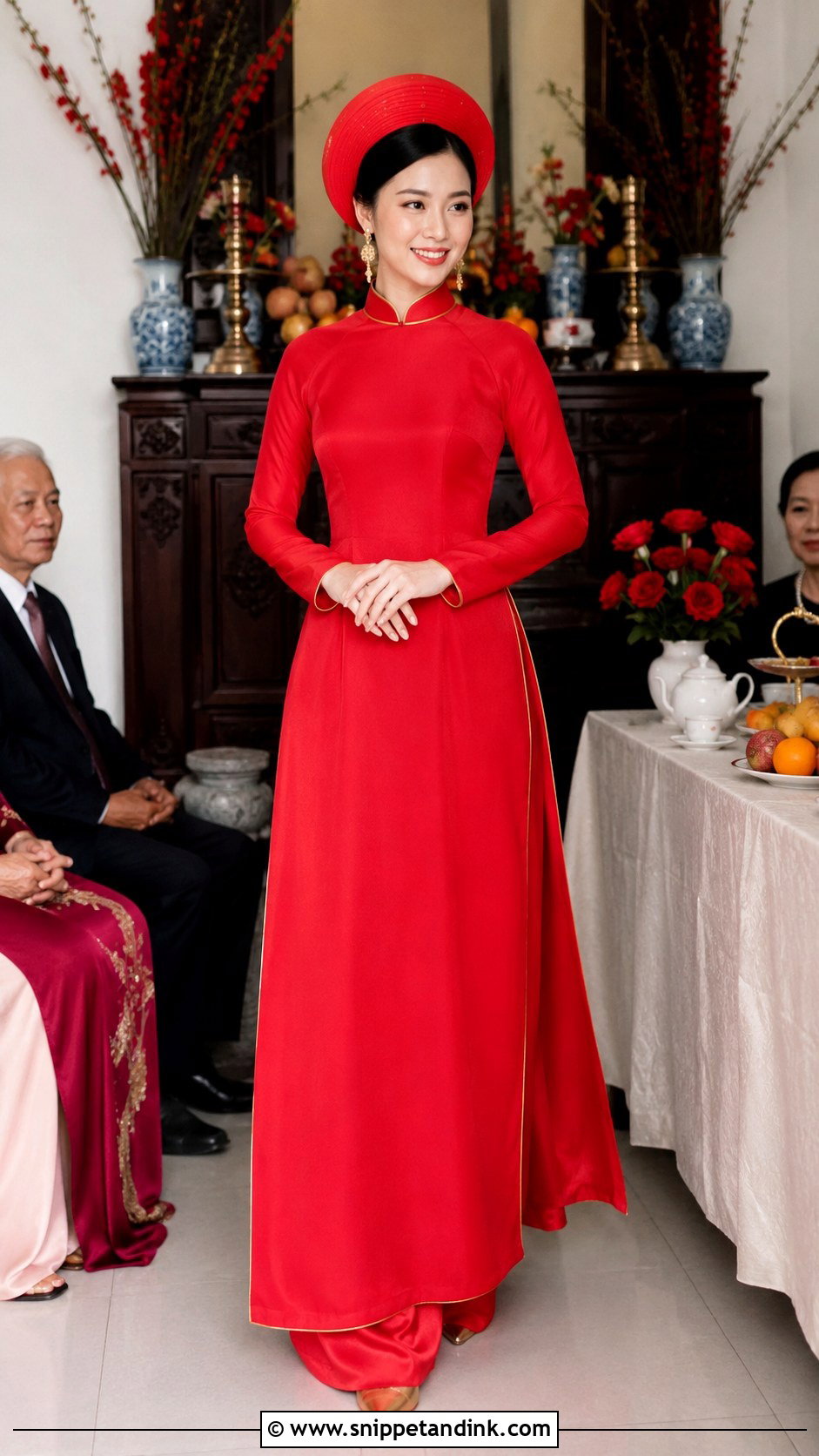 Traditional Red Silk Ao Dai Wedding Dress - Snippet and Ink - 20 Ao Dai Wedding Dress Ideas