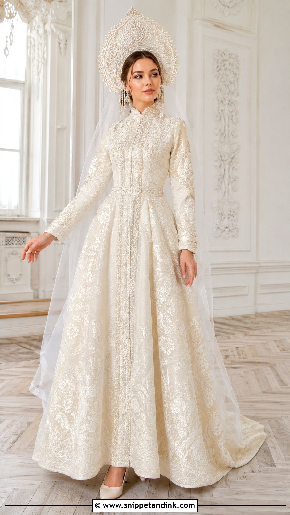 Traditional Russian Wedding Dress With Kokoshnik - Snippet and Ink - 25 Russian Wedding Dress Ideas