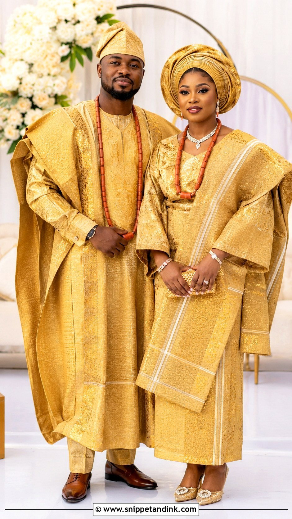 Traditional Wedding Couple Matching Outfit - Snippet and Ink - 25 Nigeria Traditional Wedding Outfit Ideas