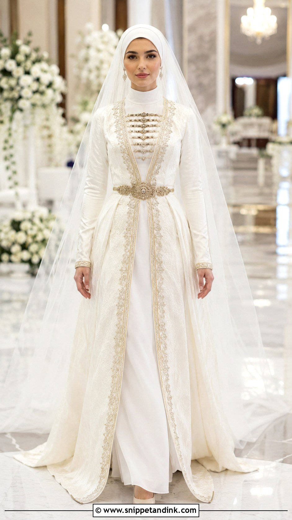 Traditional White Chechen Wedding Dress - Snippet and Ink - 20 Chechen Wedding Dresses