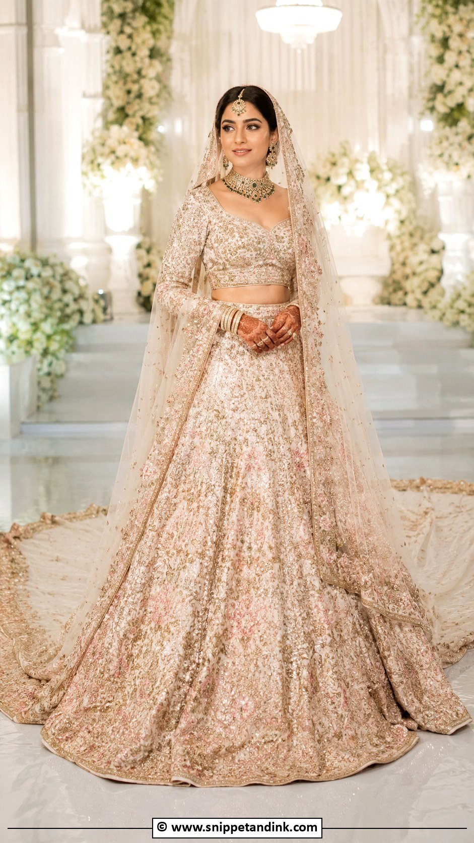 Trail Bridal Lengha With Veil Dupatta - Snippet and Ink - 30 Bridal Lengha Ideas