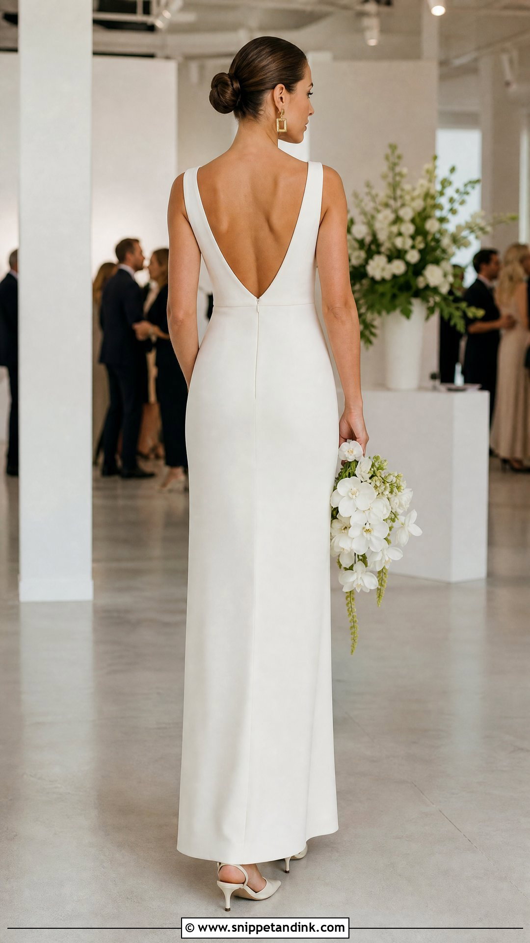 Train Flip Bustle for a Minimalist Crepe Wedding Dress - Snippet and Ink - 20 Wedding Dress Train Bustle Ideas