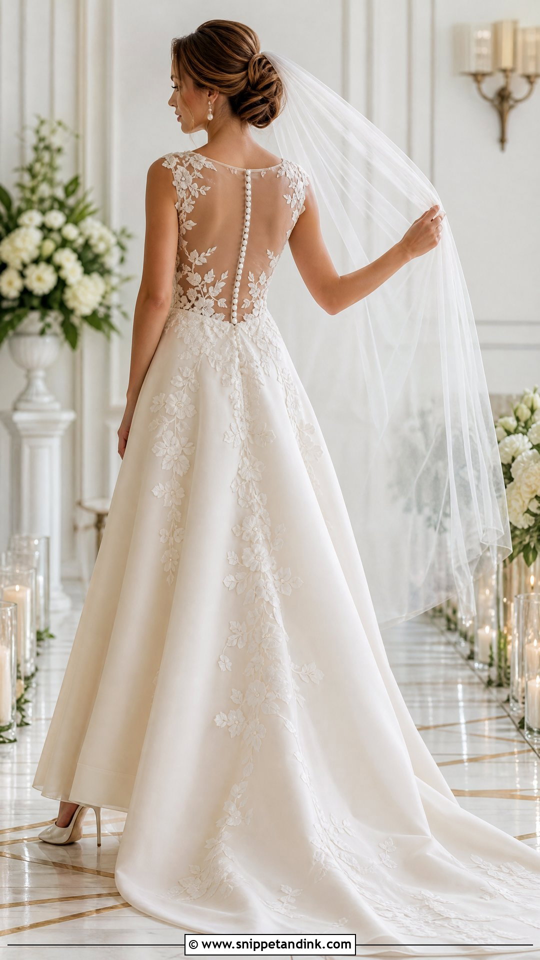 Transparent Back Wedding Dress With Button Detail - Snippet and Ink - 20 Transparent Wedding Dress Ideas