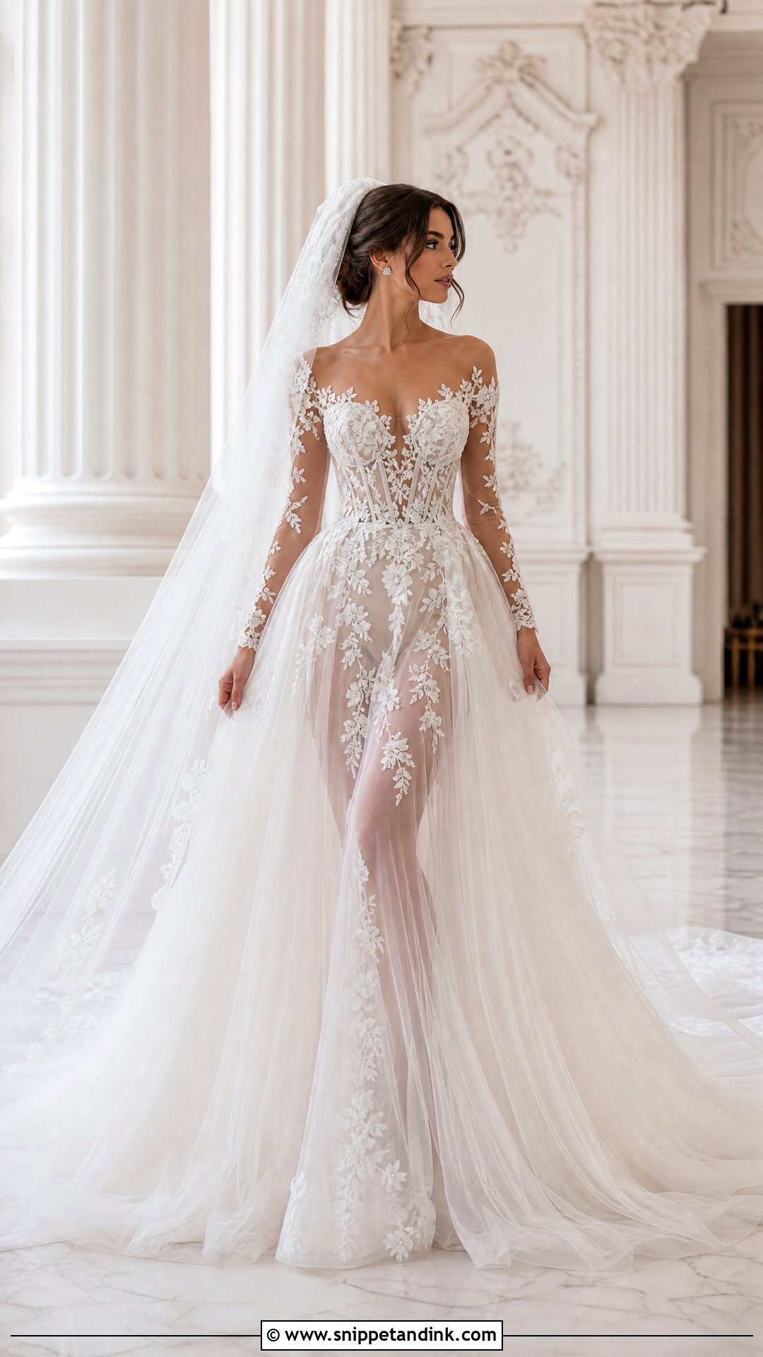 Transparent Ball Gown Wedding Dress With Sheer Bodice - Snippet and Ink - 20 Transparent Wedding Dress Ideas