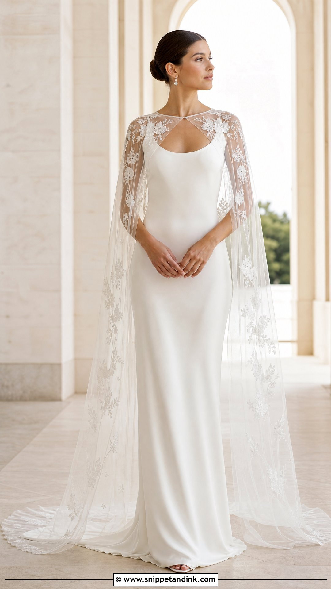 Transparent Cape Wedding Dress With Simple Slip Gown - Snippet and Ink - 20 Transparent Wedding Dress Ideas