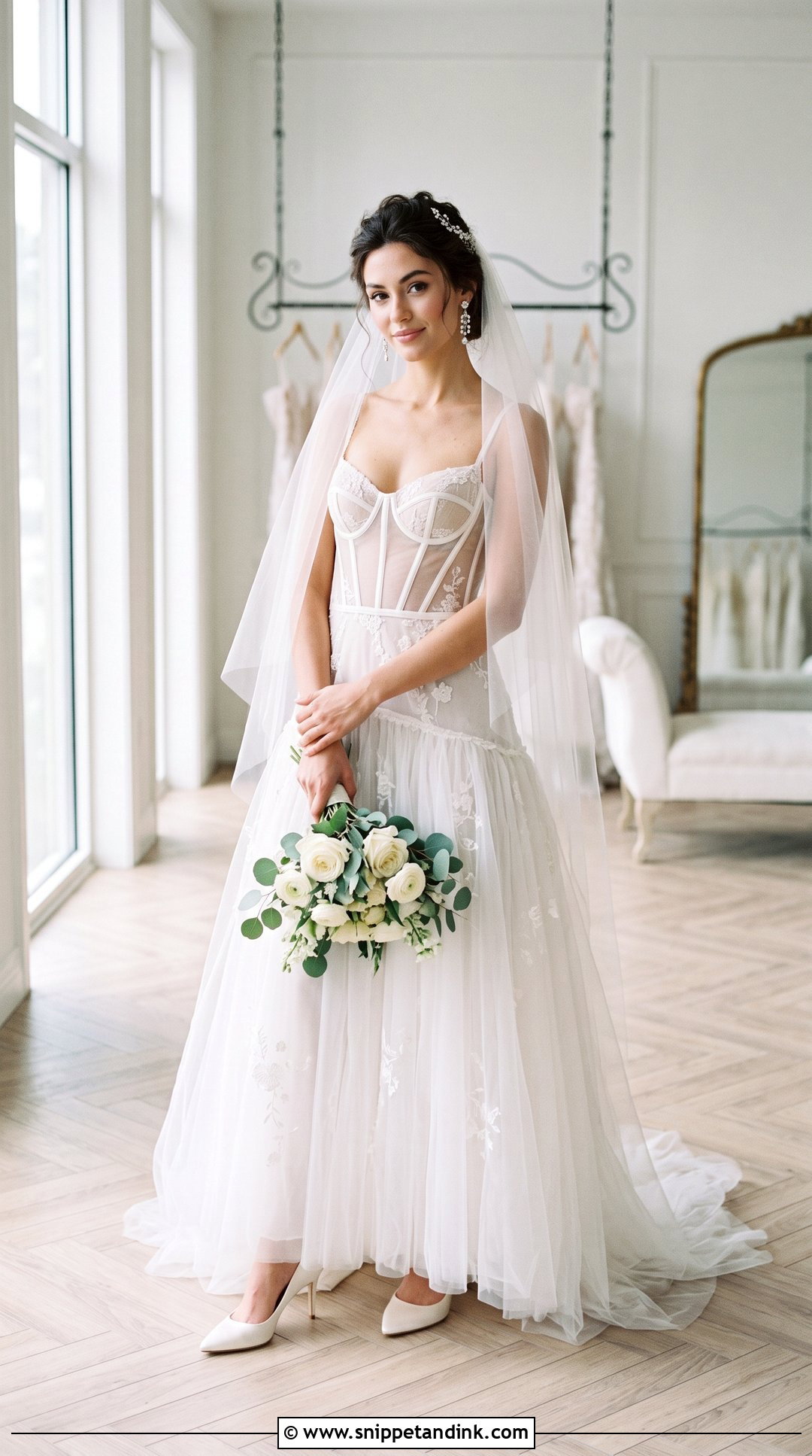 Transparent Corset Wedding Dress With Tulle Skirt - Snippet and Ink - 20 Transparent Wedding Dress Ideas