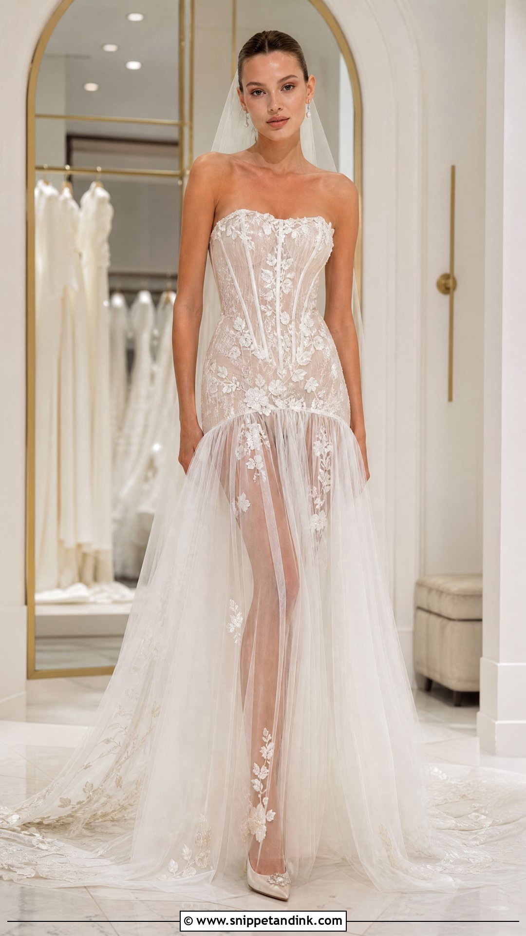 Transparent Drop Waist Wedding Dress With Sheer Skirt - Snippet and Ink - 20 Transparent Wedding Dress Ideas