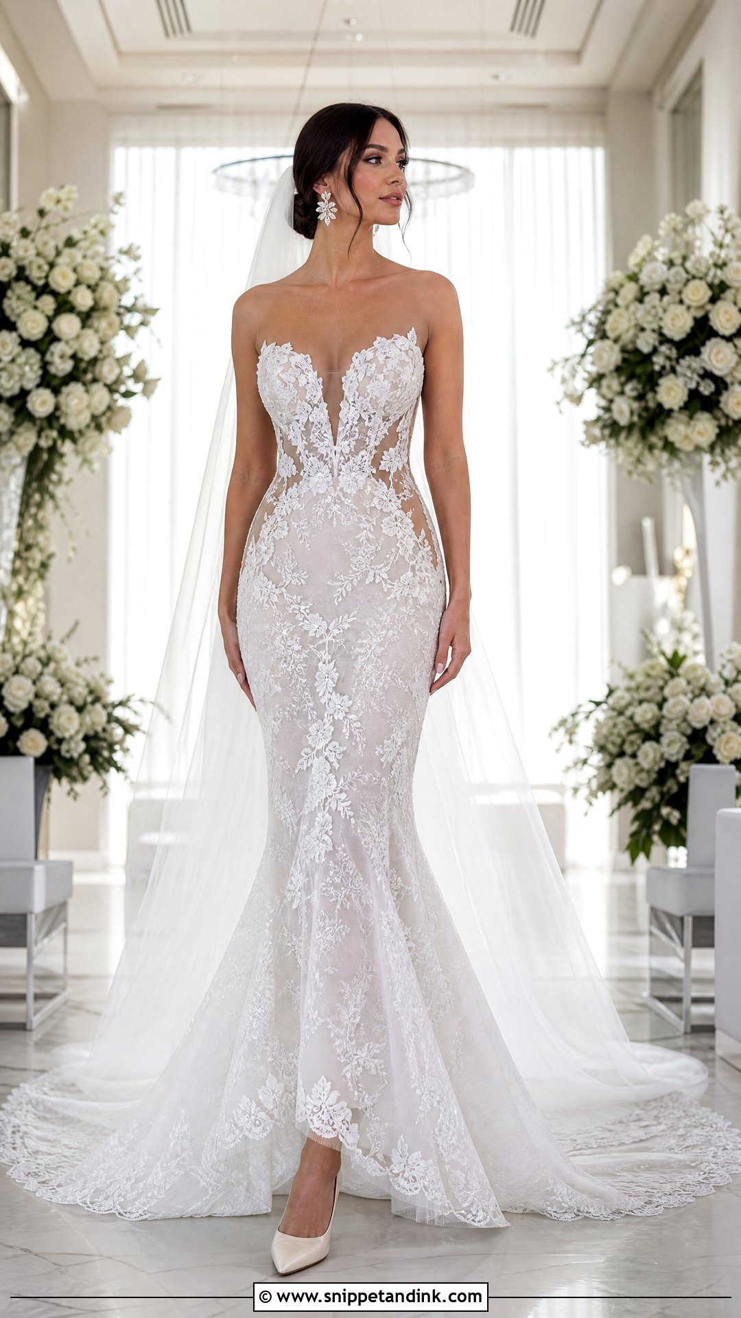 Transparent Mermaid Wedding Dress With Illusion Panels - Snippet and Ink - 20 Transparent Wedding Dress Ideas