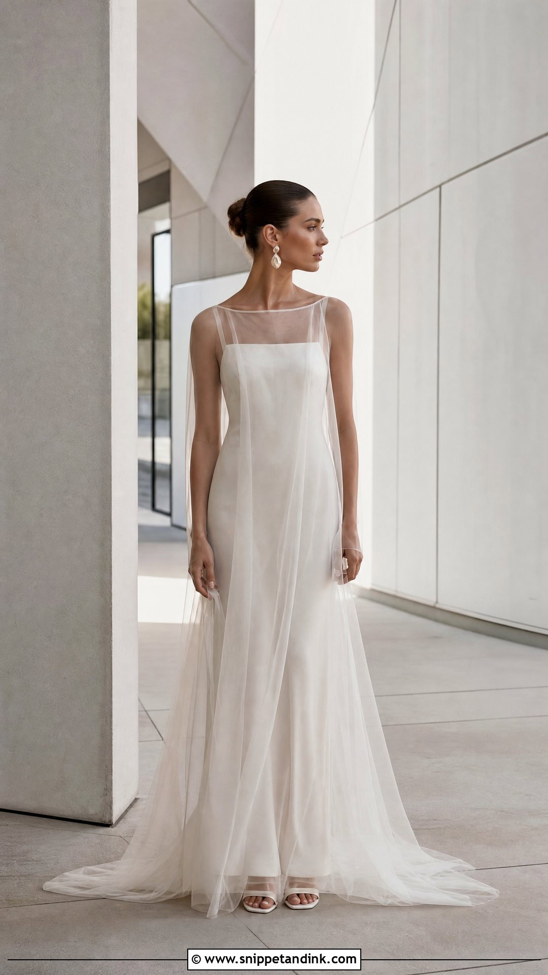 Transparent Minimalist Wedding Dress With Organza Overlay - Snippet and Ink - 20 Transparent Wedding Dress Ideas