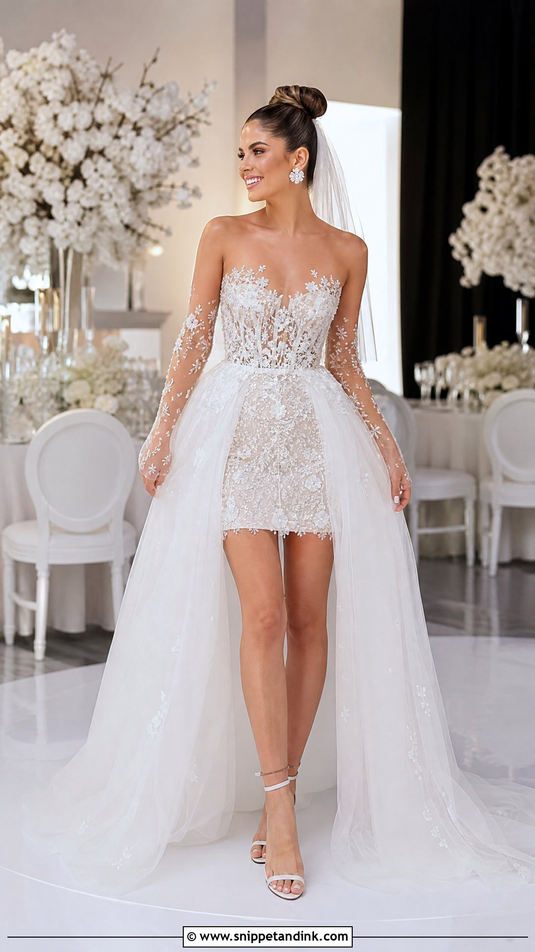 Transparent Short Wedding Dress With Overskirt - Snippet and Ink - 20 Transparent Wedding Dress Ideas