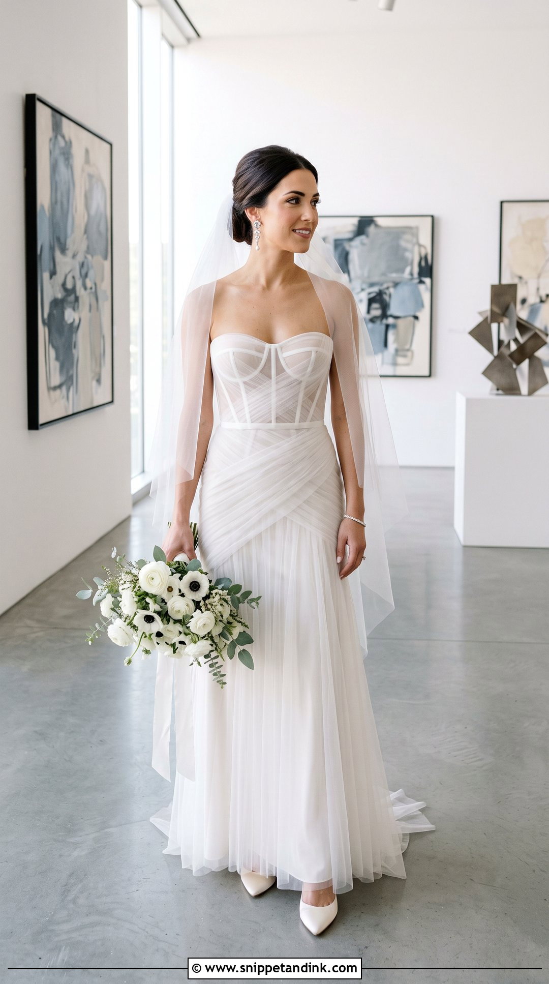 Transparent Strapless Wedding Dress With Draped Tulle - Snippet and Ink - 20 Transparent Wedding Dress Ideas