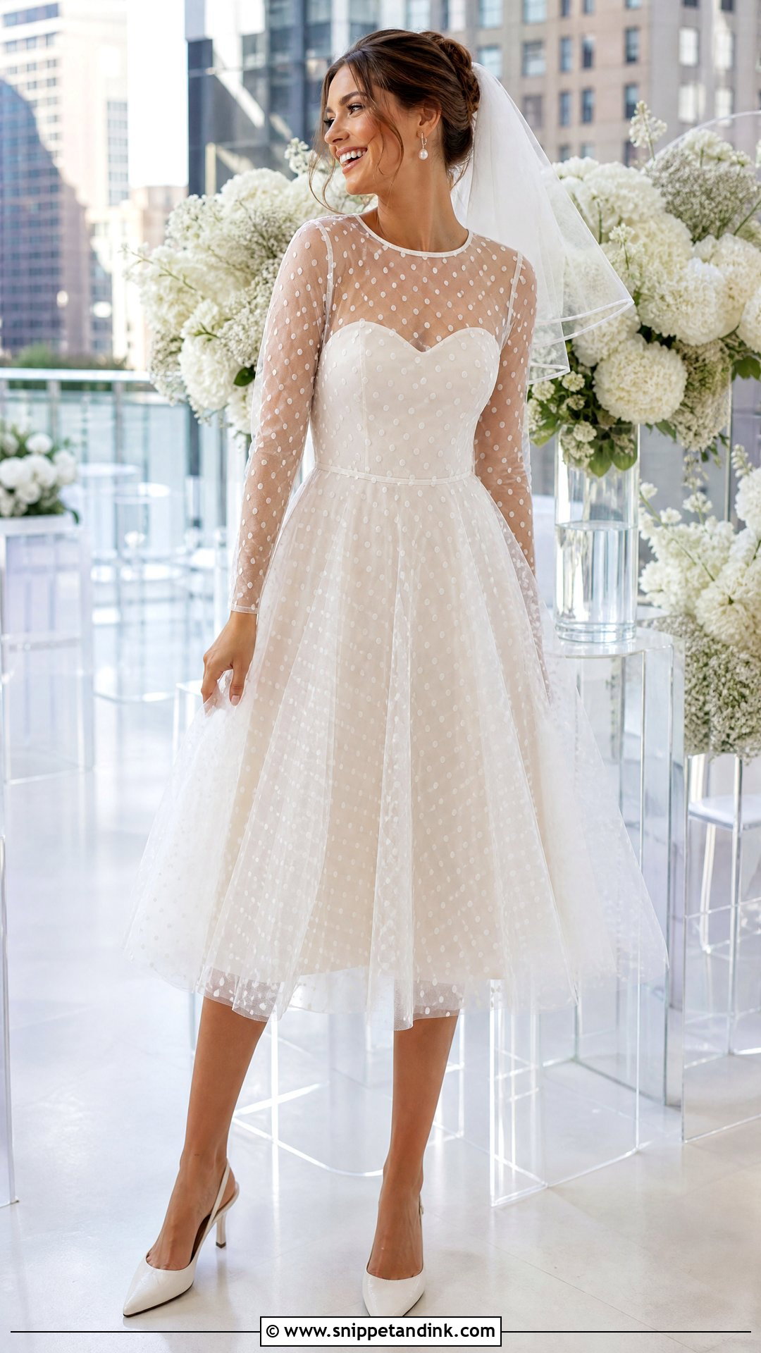 Transparent Tea Length Wedding Dress With Polka Dot Tulle - Snippet and Ink - 20 Transparent Wedding Dress Ideas