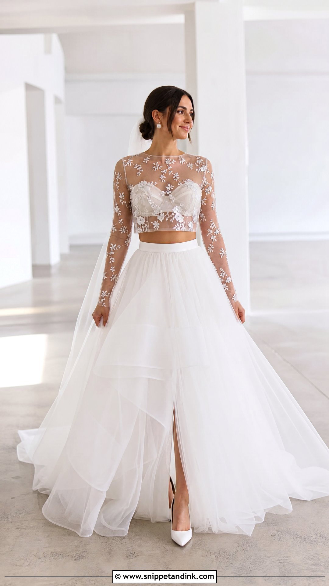 Transparent Two Piece Wedding Dress With Tulle Skirt - Snippet and Ink - 20 Transparent Wedding Dress Ideas