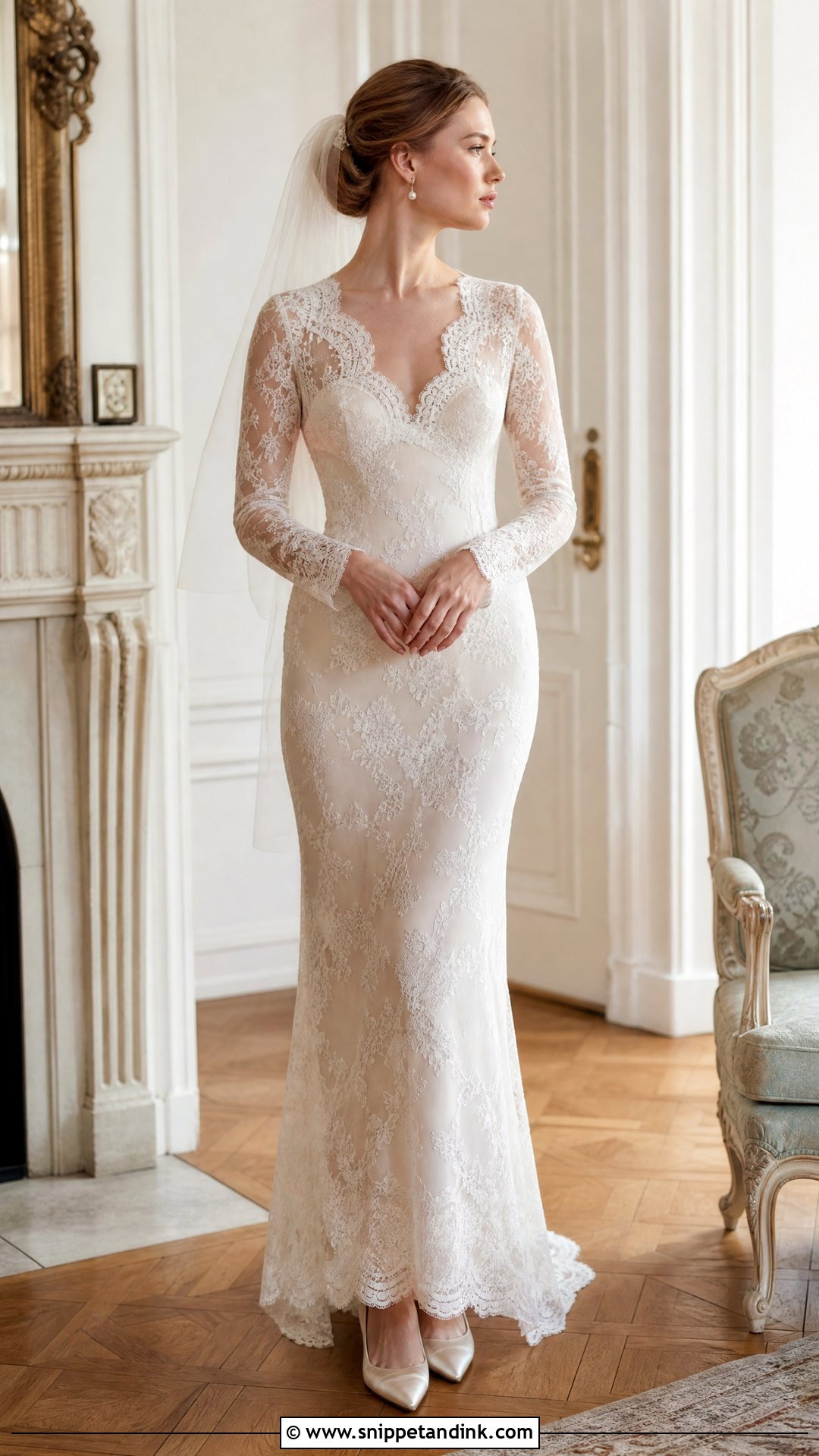 Transparent Vintage Wedding Dress With Scalloped Lace - Snippet and Ink - 20 Transparent Wedding Dress Ideas